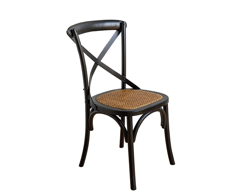 Solid wood dining chair, senior back fork chair, home homestay, garden rattan chair, dining room, cross chair