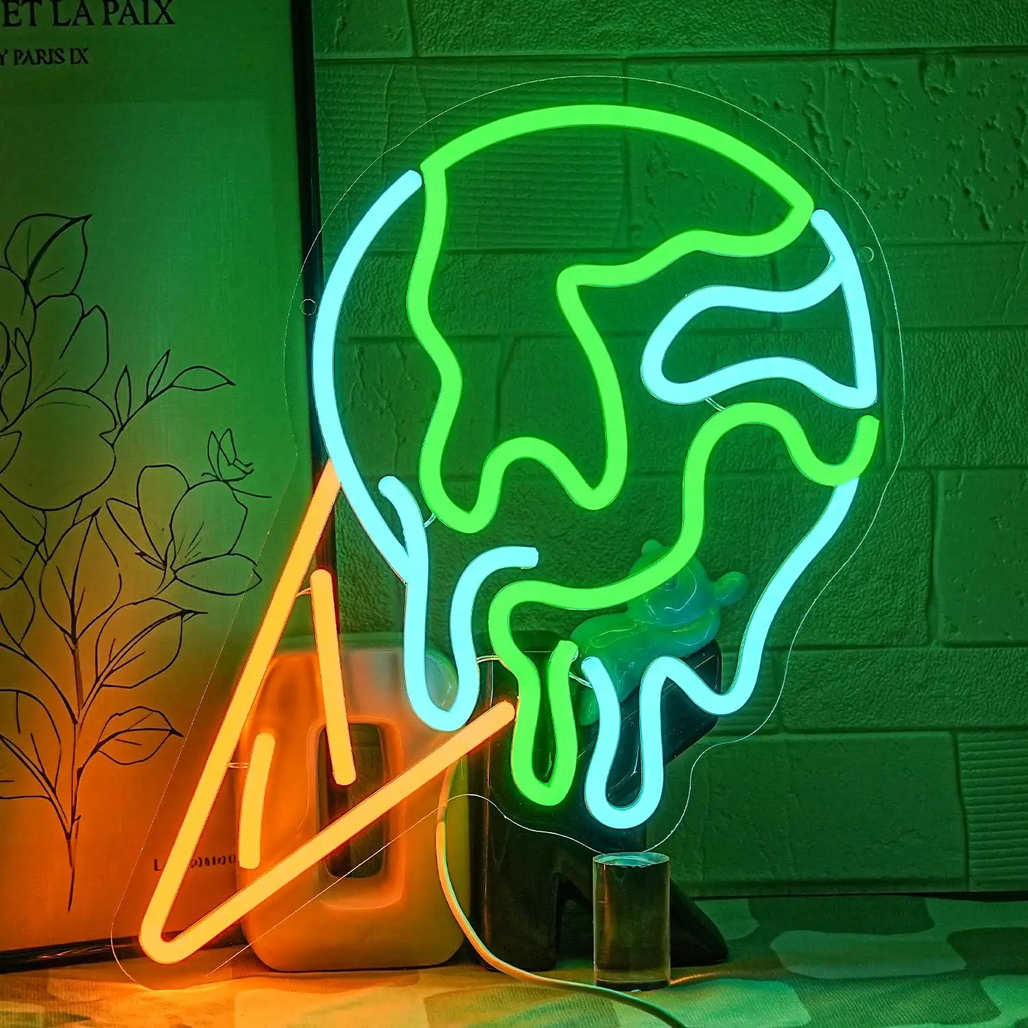 

Earth Neon Sign Earth Ice Cream Dimmable LED Lights for Kids Bedroom Dessert Shop Nursery Ice Cream Shop Coffee Shop Wall Decor
