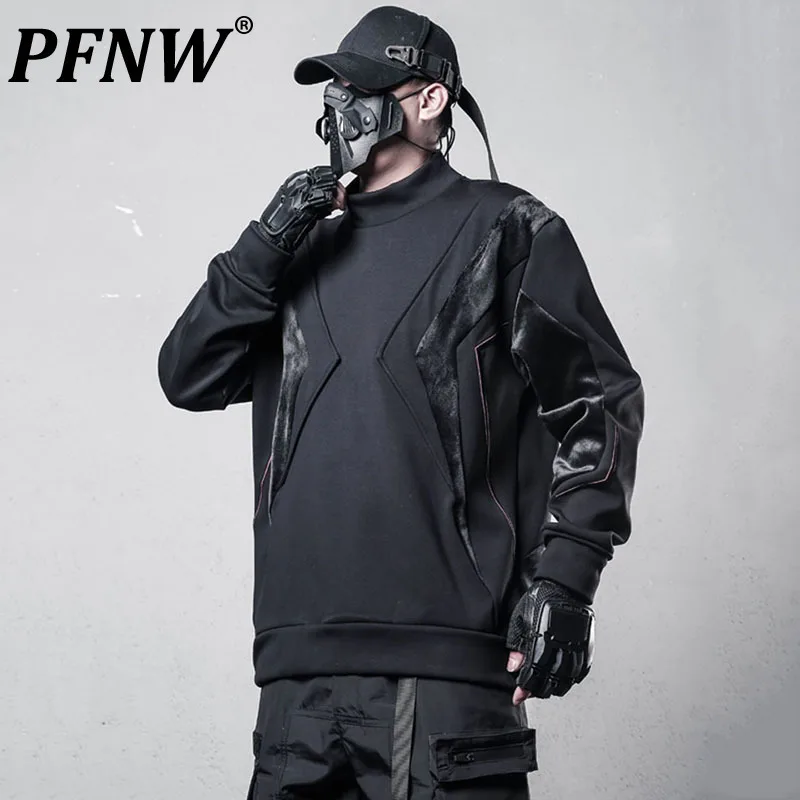 PFNW Niche Functional Tide Darkwear Biker Geometric Three-dimensional Deconstructed Splicing Casual Padded Sweatshirt 12C2327