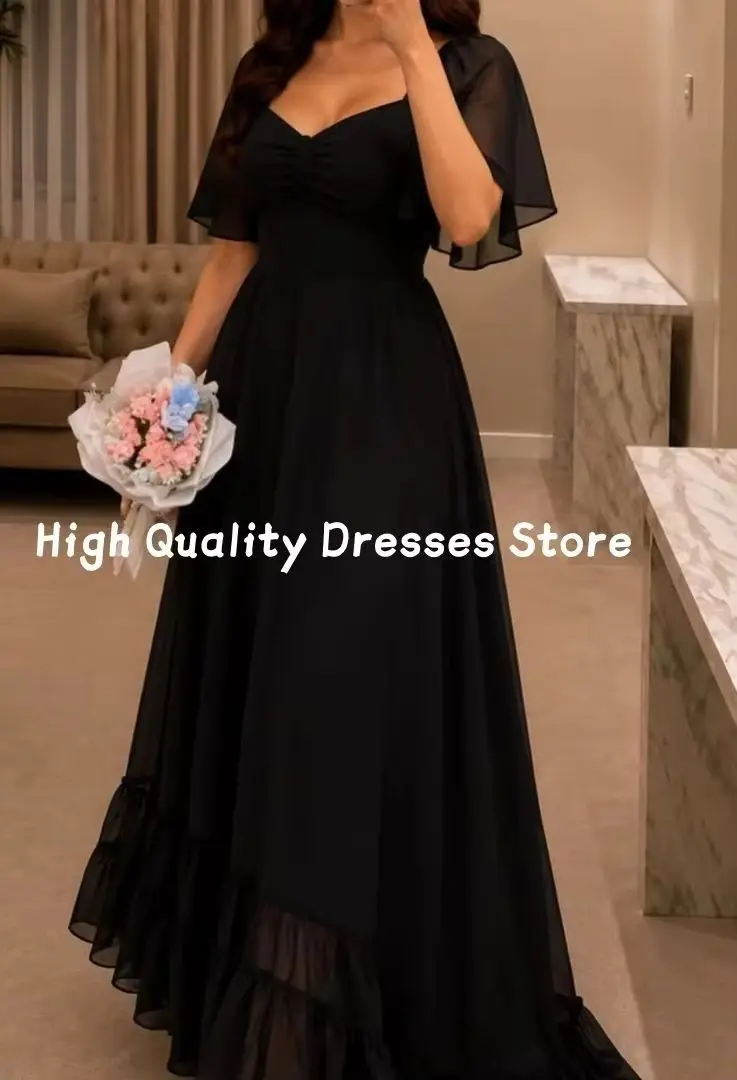 Evening Dresses V Neck Chiffon Formal Dress Tiered Ruffle Hem Maxi Gown Suitable Party Special Occasion Customized ﻿