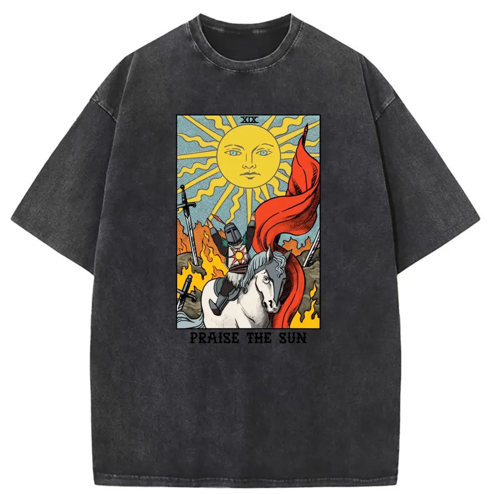 

Praise The Sun Man Novelty T-shirts Horse Graphic Printed Long Sleeve Tee Shirts Men Vintage Washed Sweatshirts Cotton Clothing