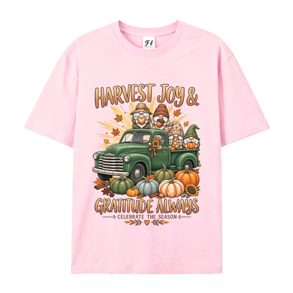Thanksgiving Gnome T Shirt Women Vintage Pumpkin Truck Graphic Tees Autumn Harvest Cotton Short Sleeve Tops Fall Outfit