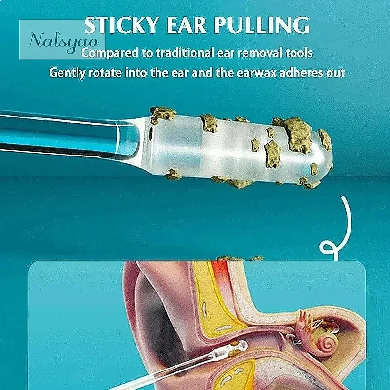 24Pcs Disposable Silicone Earwax Remover Sticky Ear Pick for Kids Adults S/L Ear Cleaner Adhesive Earpick