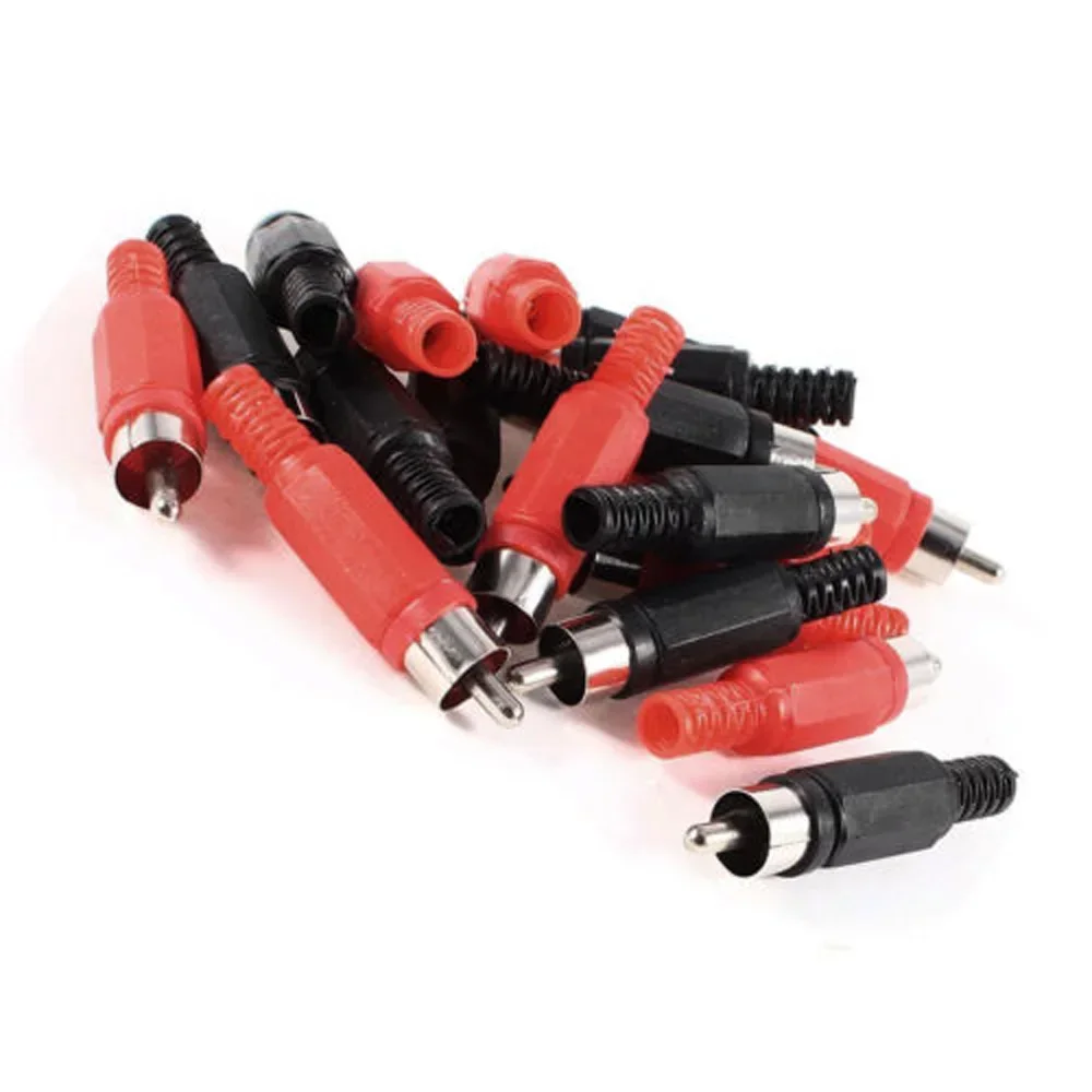 20pcs Male Plugs Solder Male Plug Audio Video Adapter Connector Black Red For Audio Cables Interconnects