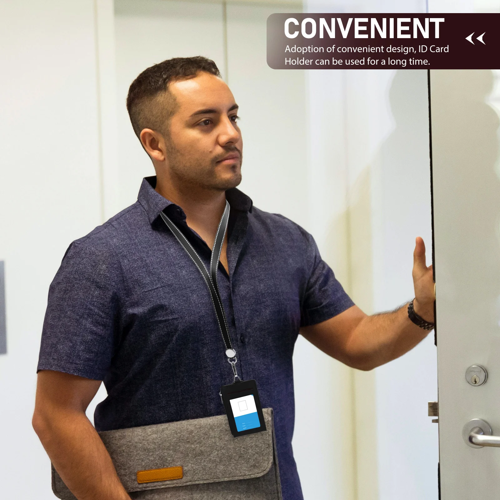 

Id Card Holder With Lanyard Simple Design Portable Badge Holder For Work School Student Teacher Name Tag Cover