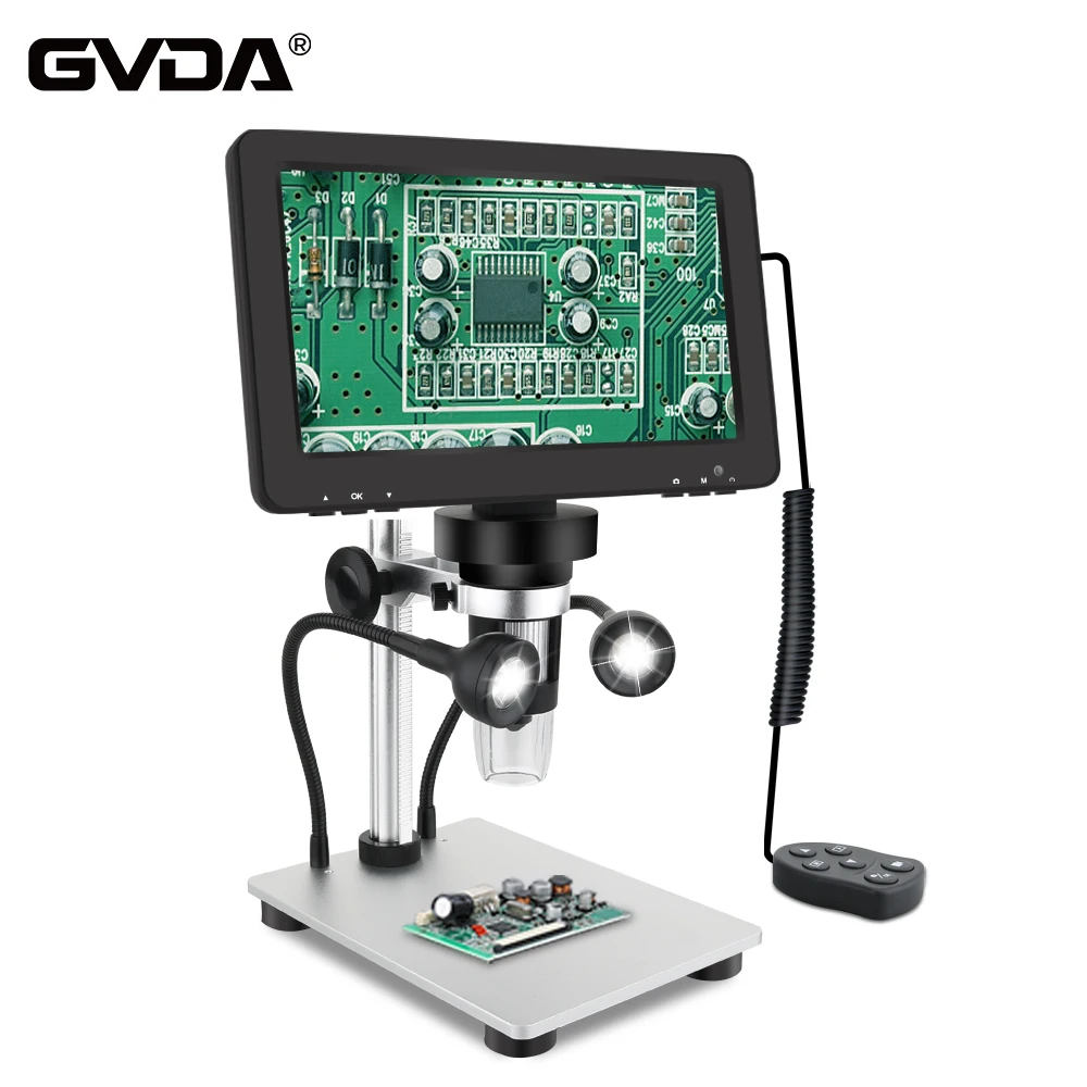 Digital Microscope GVDA Electronic Digital Microscope 50-1200X Continuous Magnification Soldering Video Microscope for Phone PCB