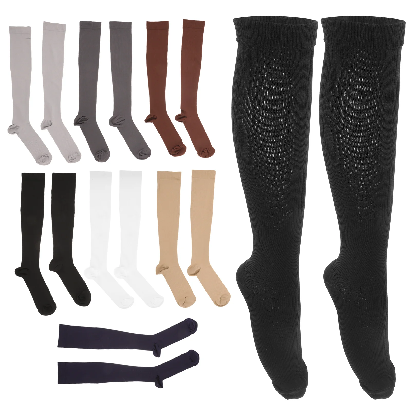 

8 Pairs Running Socks High Tube Long Barrel Warm Outdoor Nylon Leg Warmer Fitness L XL Moisture Wicking Elastic Skating Socks