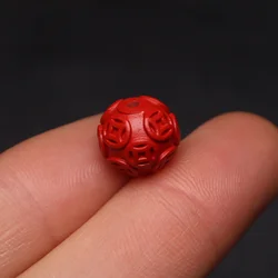 Natural Cinnabar Copper Coin Treasure Money Beads Round Beads Loose Beads Matching Beads