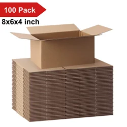 8x6x4 Shipping Boxes Set of 100, Cardboard Boxes for Small Business, Corrugated Mailing Box Bulk for Packaging
