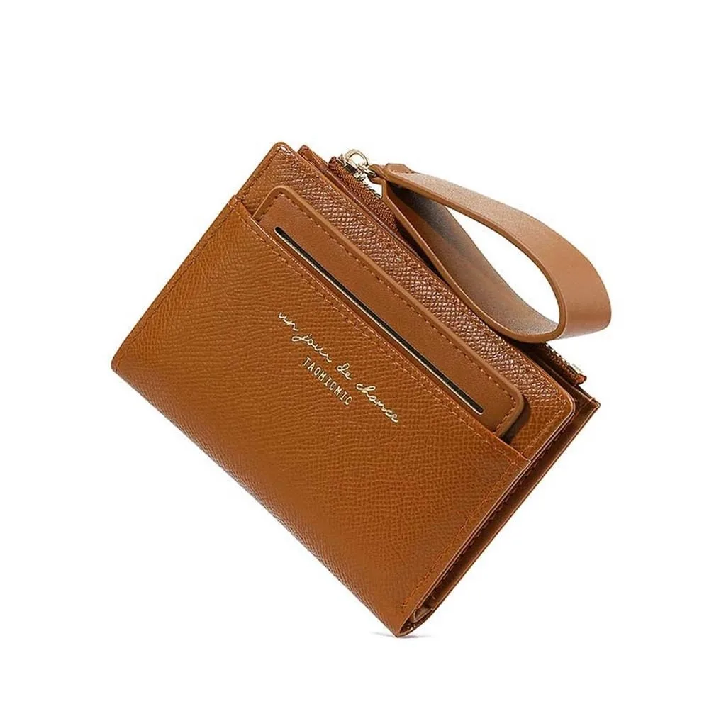 حقيبة التخزين المحمولة المرأة محفظة قابلة للطي بطاقة متعددة بولي كلوريد الفينيل بلون حافظة للبطاقات الكلاسيكية أزرار خاطفة سيدة قصيرة محفظة من البولي يوريثان المدرسة