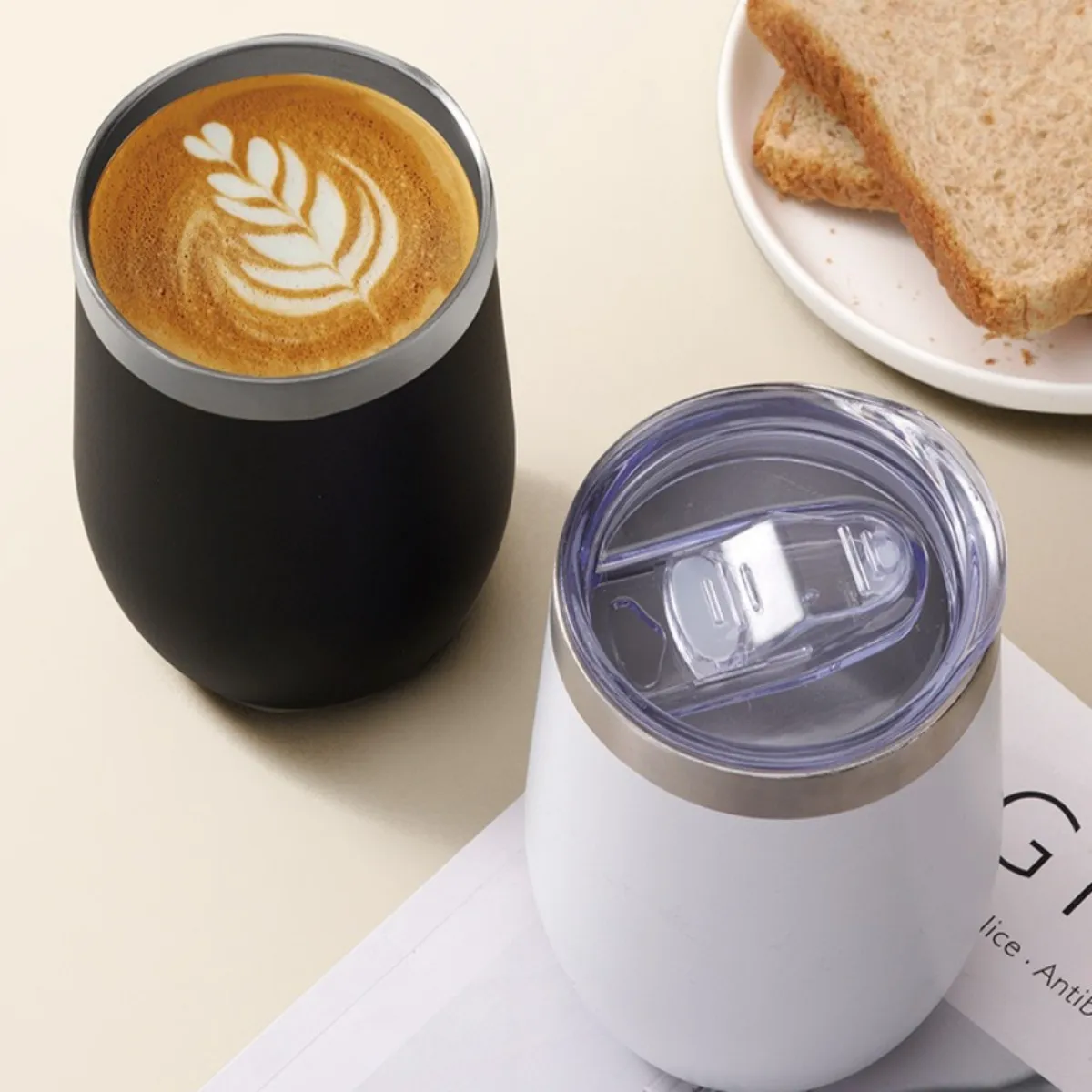 12oz egg cup 304 stainless steel U-shaped egg cup with lid beer cold cup portable eggshell cup
