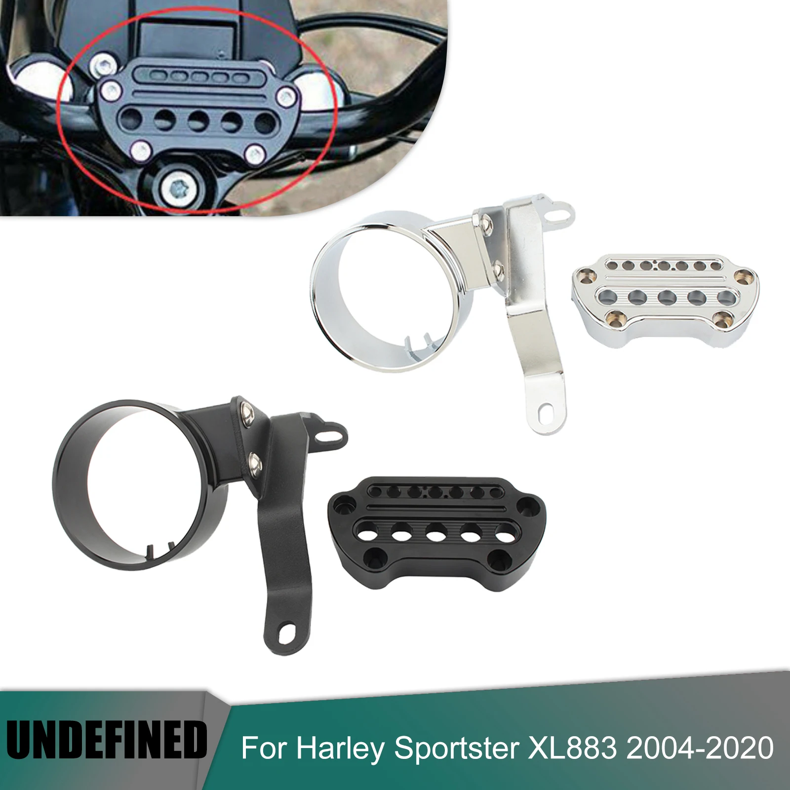 

For Harley Instrument Speedometer Bracket Housing Side Mount Relocation Cover Motorcycle Handlebar Top Clamp Sportster XL 883