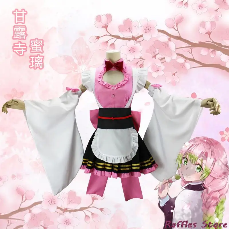 Kamado Nezuko Kanroji Mitsuri Kibutsuji Muzan Cosplay Costume Wig Anime Kisatsutai Sexy Maid Suit Hallowen Carnival Party Suit