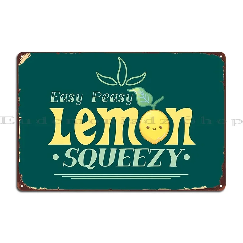 Fácil peasy limão squeezy sinal de metal escuro cartaz clube bar decoração da parede caverna personalizado decoração da parede estanho cartaz