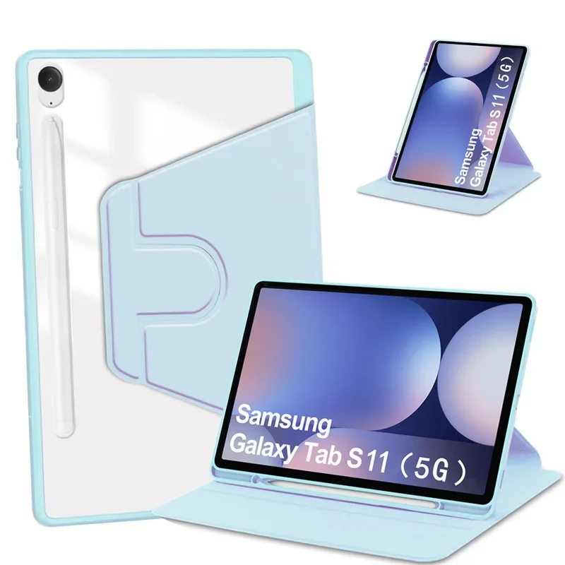 حافظة جلدية للكمبيوتر اللوحي لهاتف سامسونج جالاكسي تاب S11 S10 FE 2025 SM-X730 SM-X736 أكريليك 360 ° غطاء دوار مقاوم للصدمات