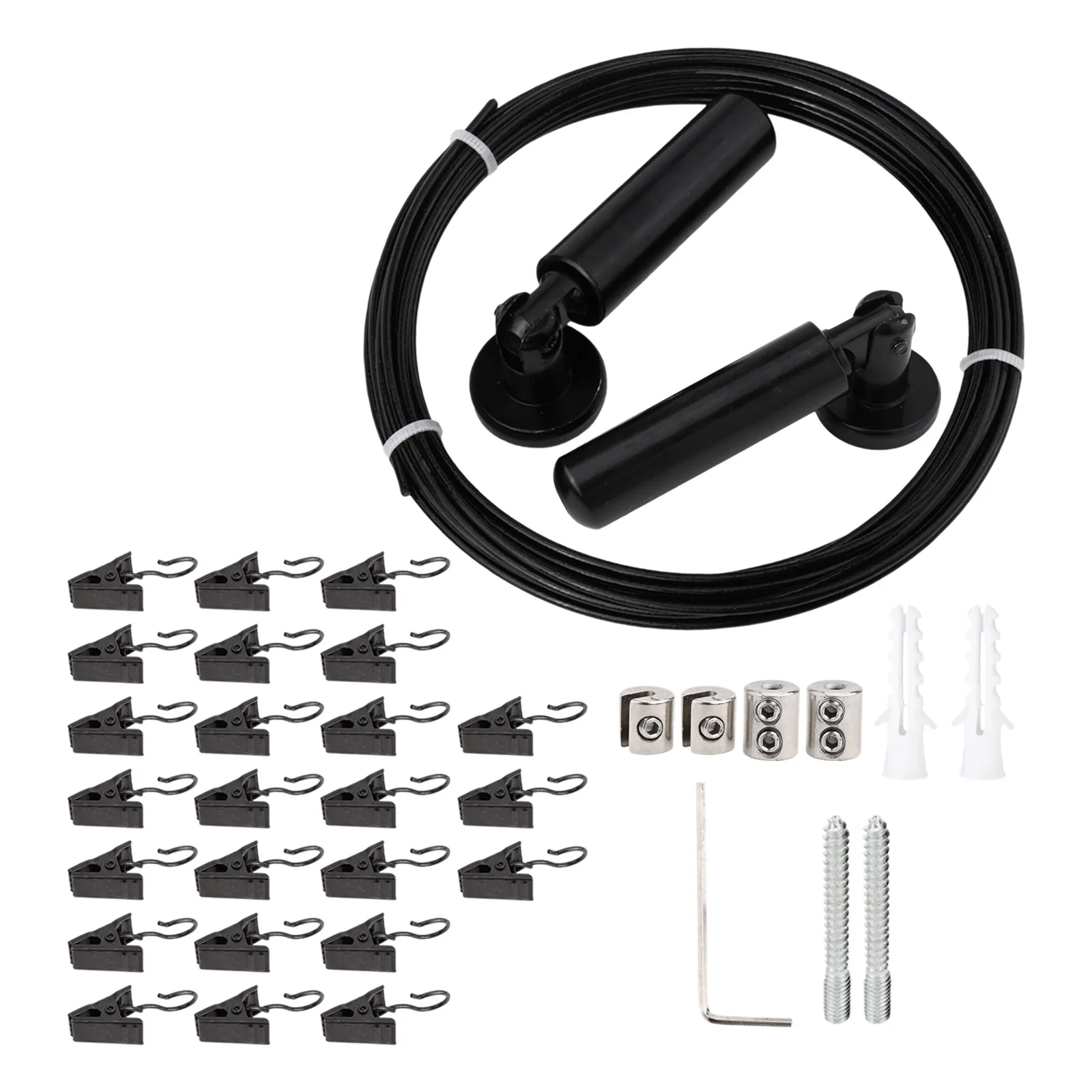 

5M Wall Mount Curtain Wire Rod Set Stainless Steel Adjustable Curtain Drape Wire Rod Hanging Clothesline Wire Home Hardware