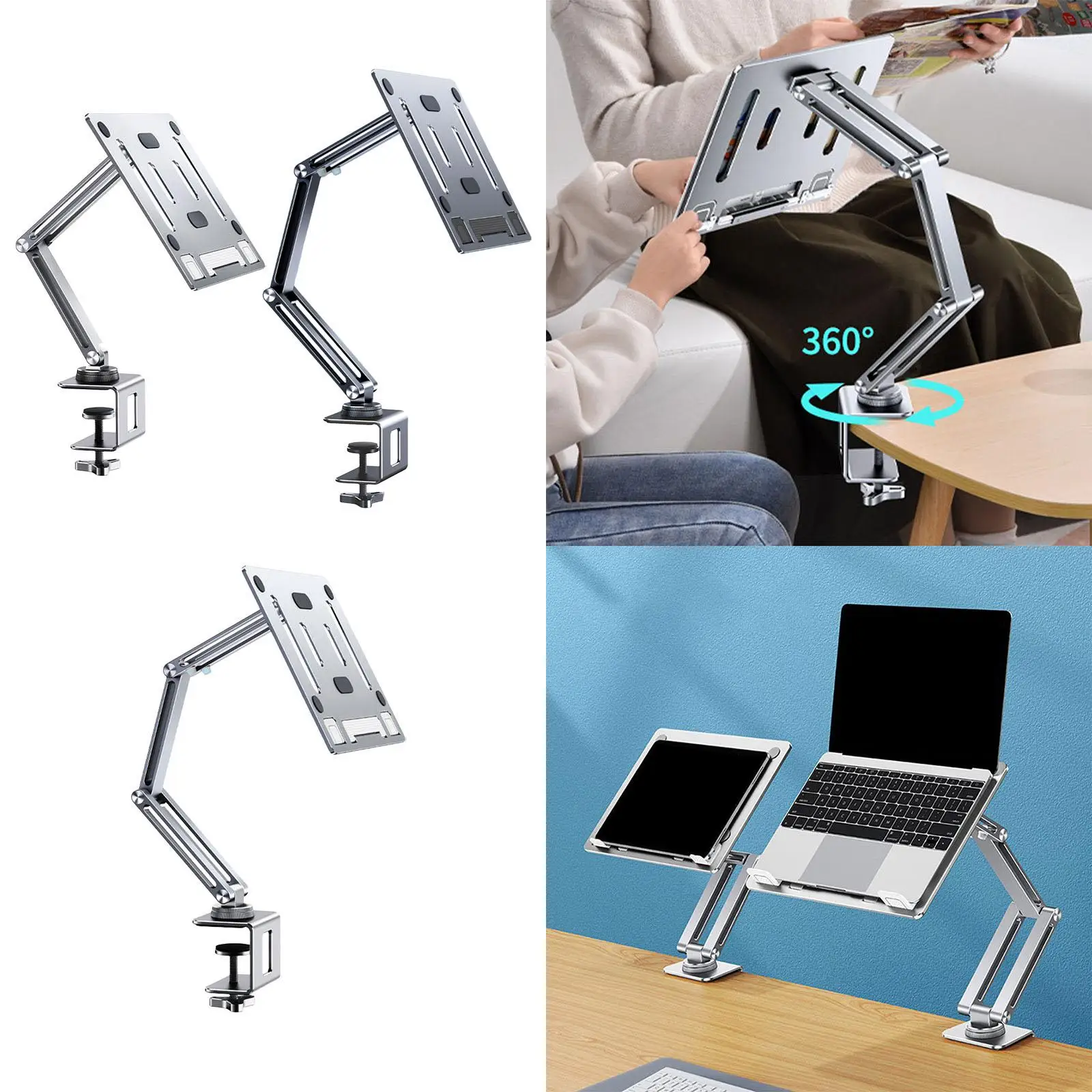 Laptop Tablet Holder Desk Mount Easily Install for Home Office Book Stand