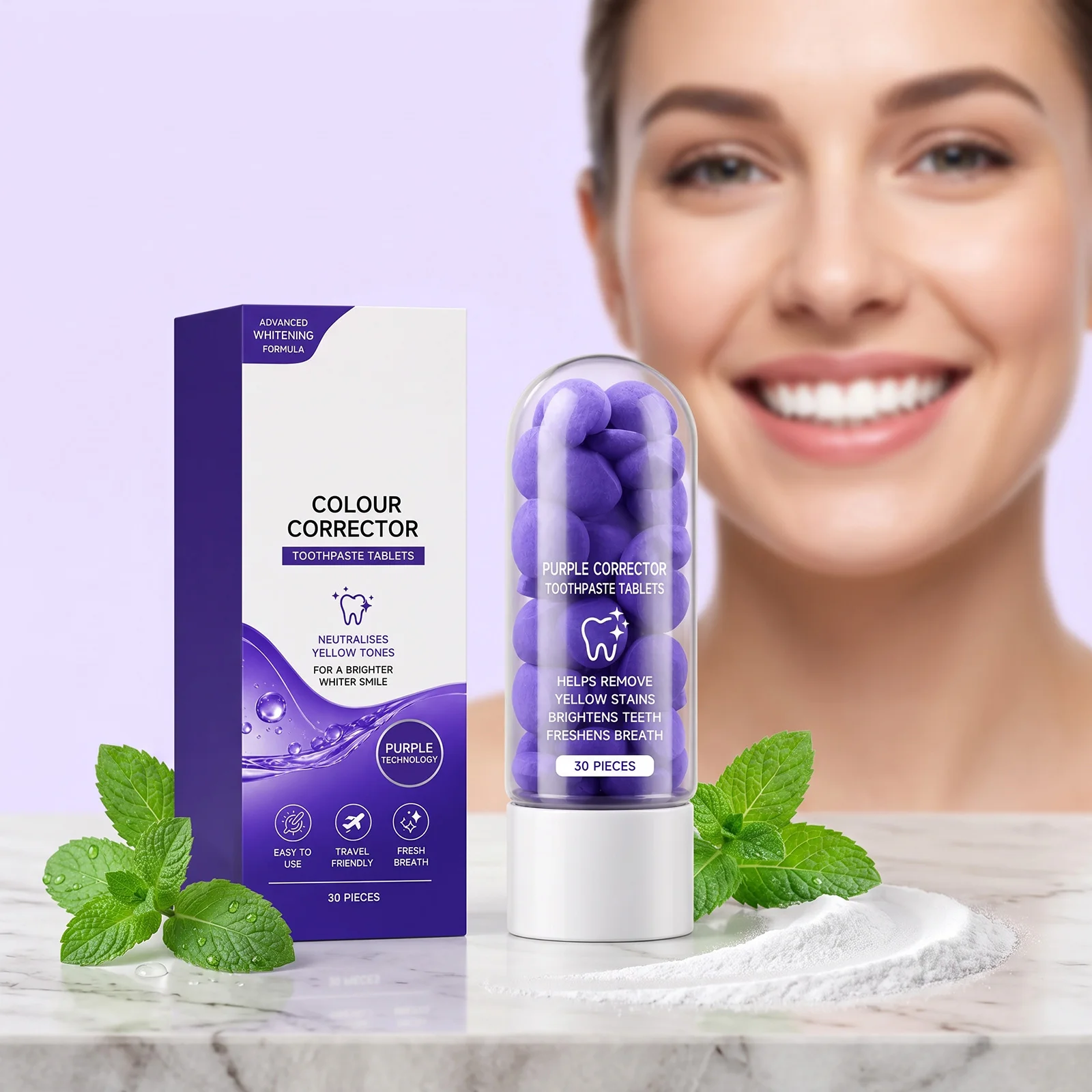 Whitening Toothpaste Tablets Cleans Oral Dirt Long-Lasting Fresh Breath Combating Tooth Decay Solid Toothpaste Chewable Tablets