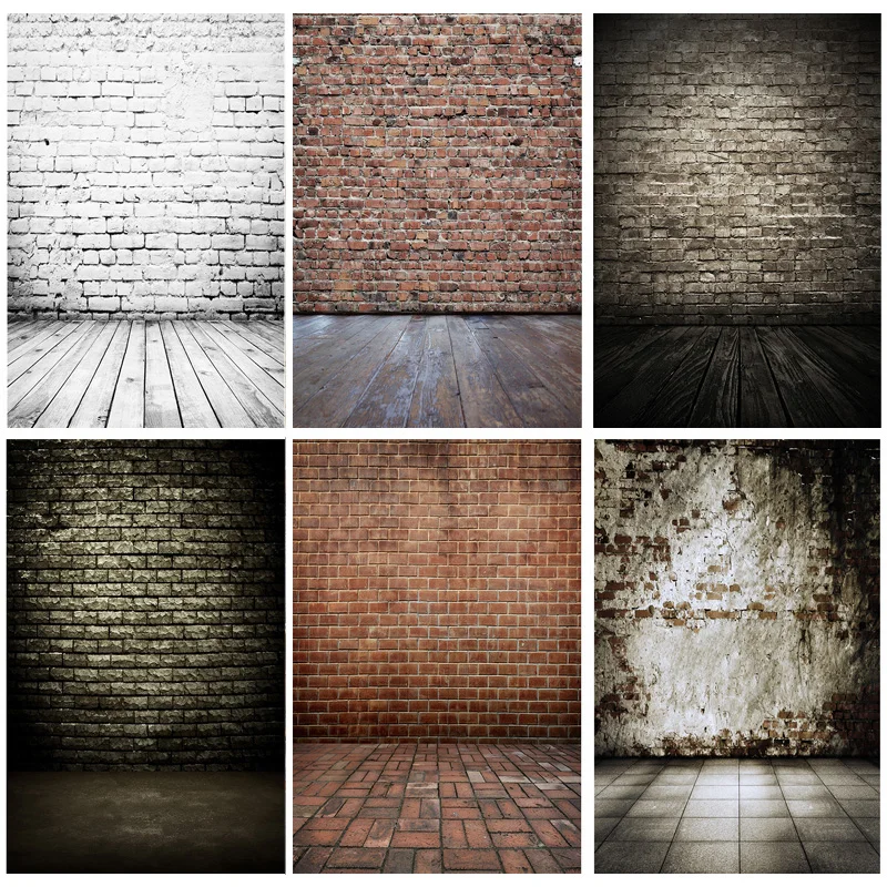 

Vintage Brick Wall Wooden floor Theme Photography Backdrops portrait Photo Background Studio Prop 21817 TEX-05