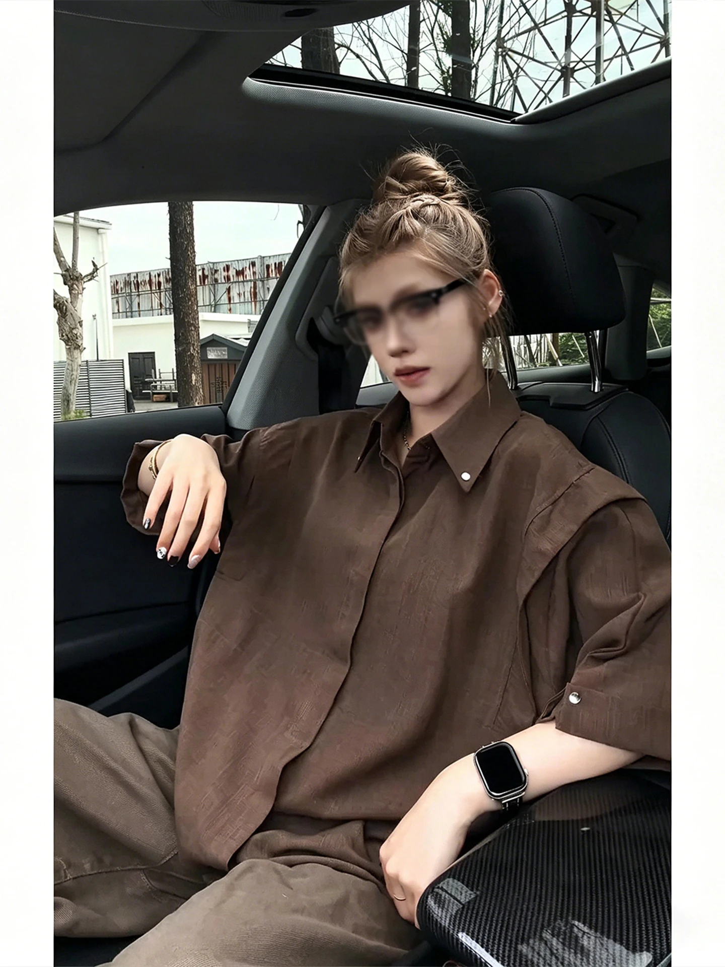 

Retro Flaxen Short Sleeve Men's Shirt Lightweight Summer Casual Loose Outerwear Breathable Sunscreen Flip Collar Shirt