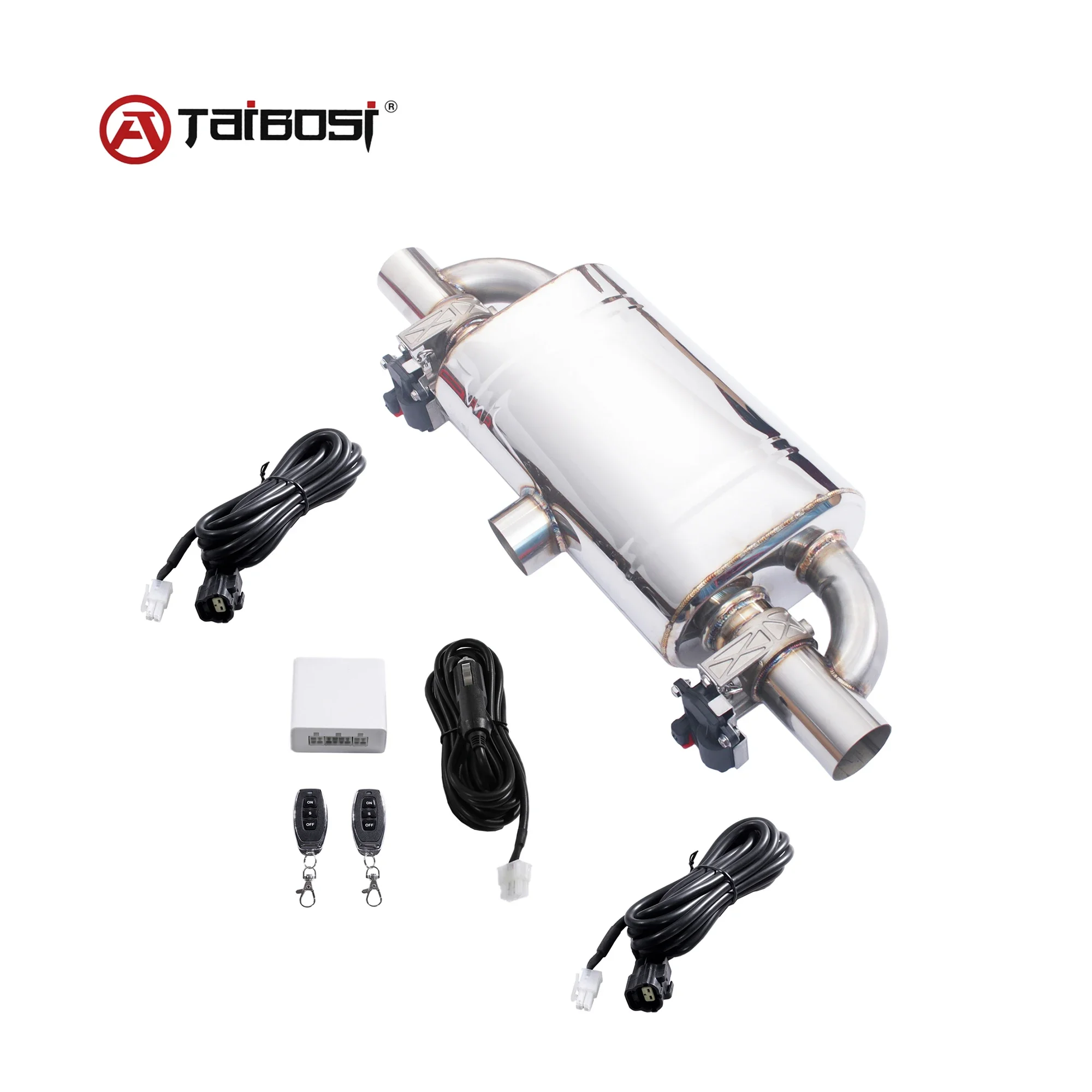 Taibosi Car Catback Exhaust Muffler Electric Valve 1 Inlet 2 Outlet Universal 51 60 63 70 76MM Silence Cut Out For BMW Tool DIY