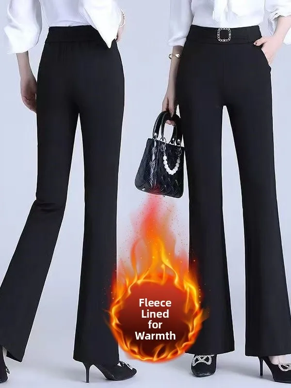 

High Waist Wide Leg Pants Women's Slimming Spring Autumn plus Size Versatile Drapey Lengthening Leg Effect Casual Polyester F...