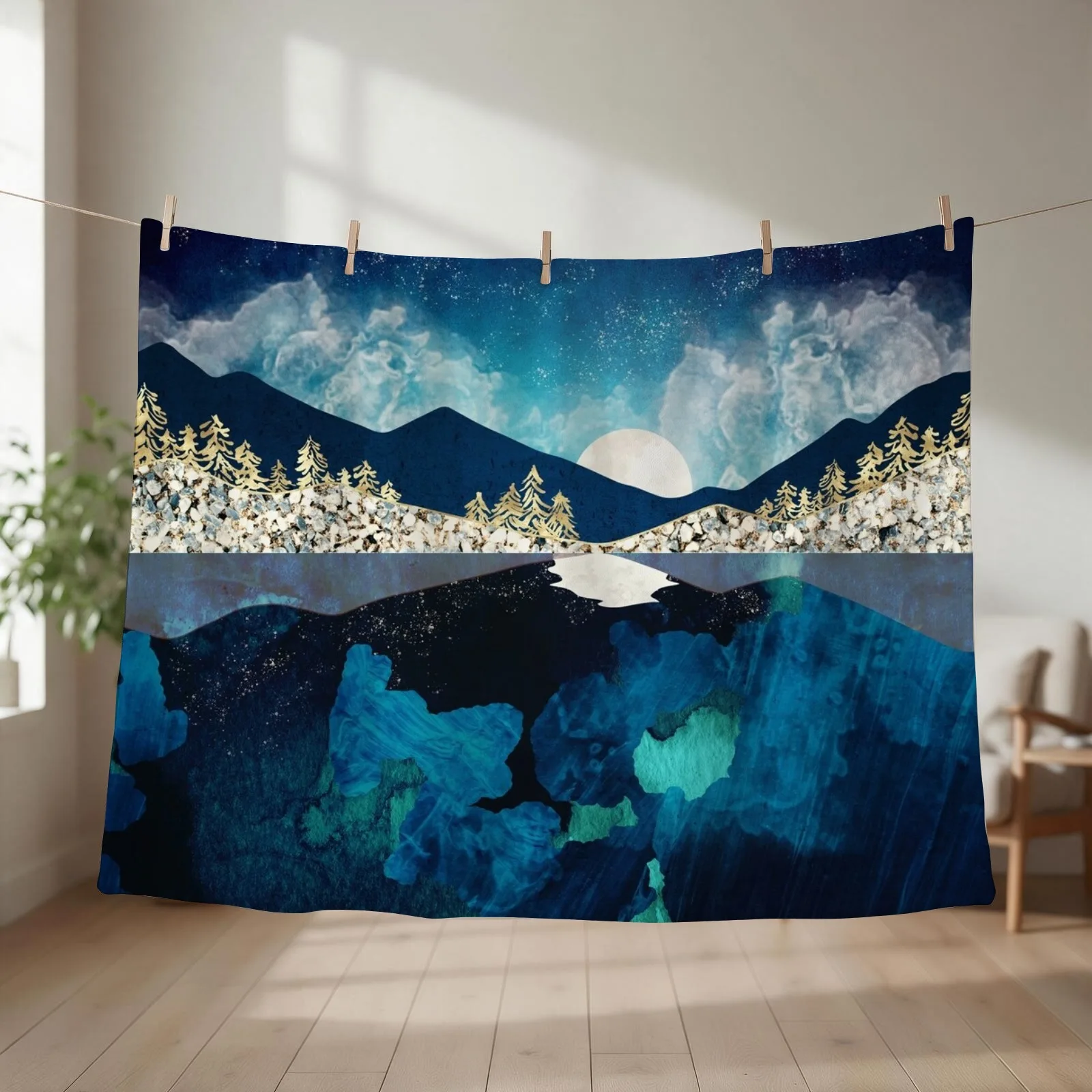 Midnight Water Throw Blanket couch cozy soft plush fuzzy picnic outdoor blanket