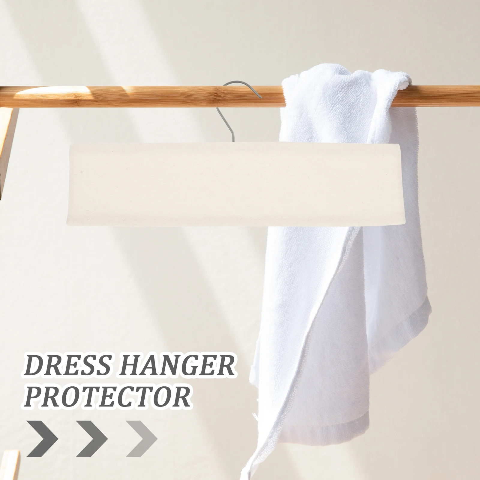 

3 Pcs Anti Clothes Hanger Covers Dustproof Fabric Dress Protector Beige Black White Cotton Linen Non Skid Garment Hanger
