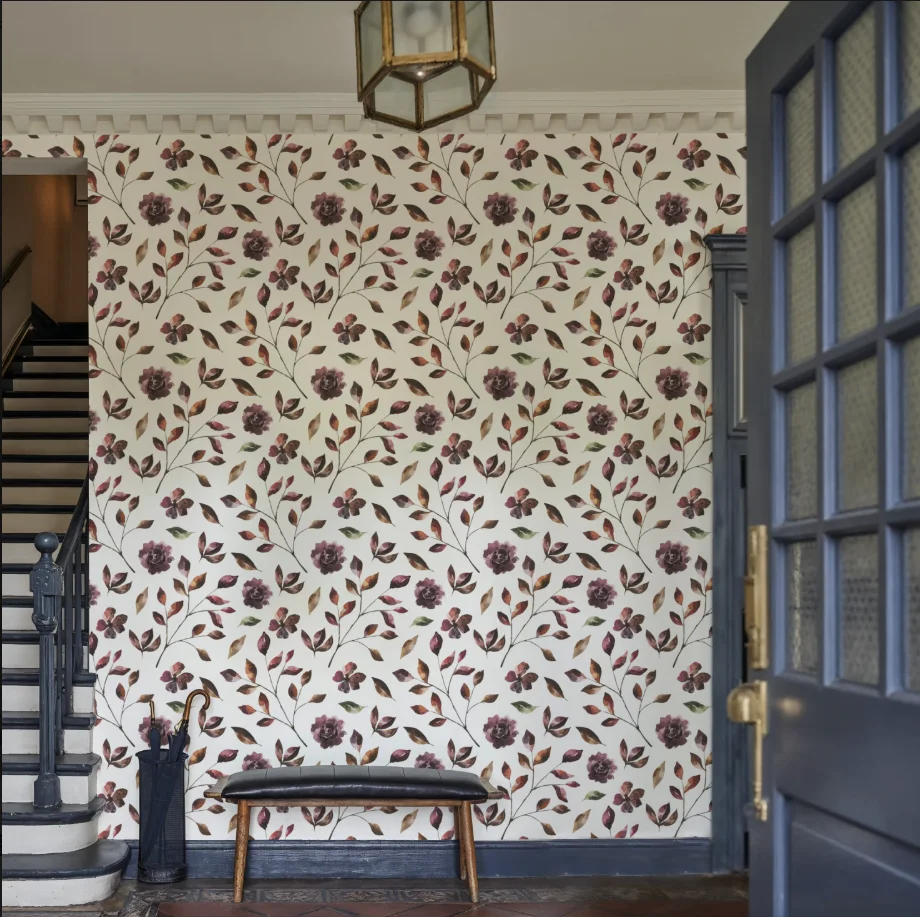 Customized wallpaper, hand-painted watercolor leaf brown and orange flower wallpaper home decoration full house coverage murals