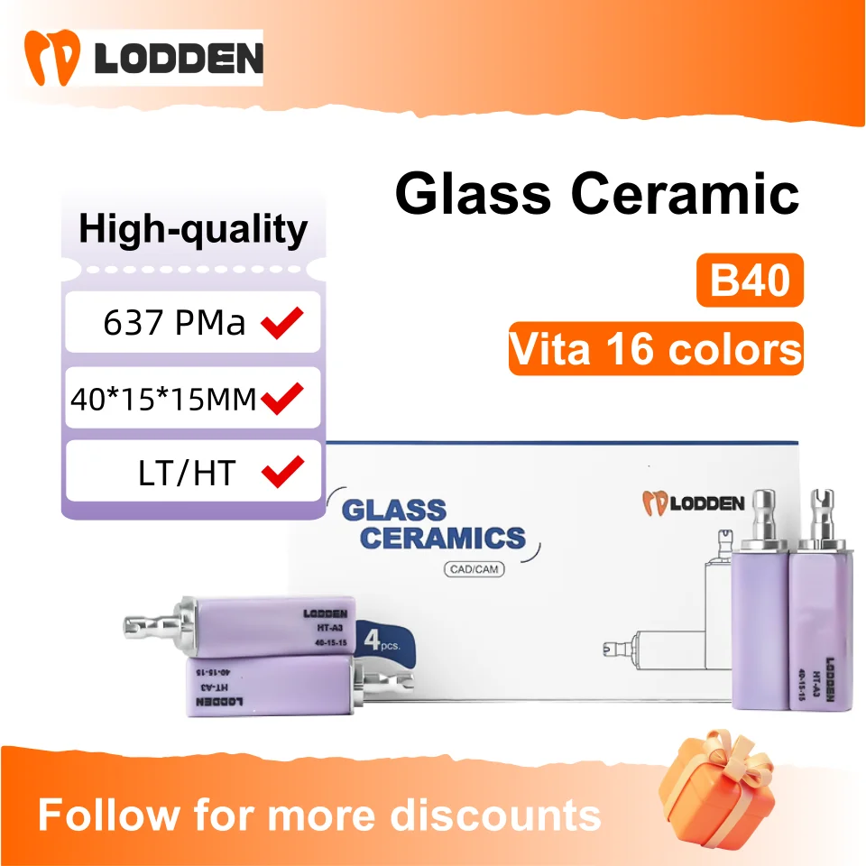 

LODDEN B40 Glass Ceramic Lithium Disilicate block Dental Lab LT/ HT For CAD CAM Sirona Cerec Dentist Material 4PCS/Box