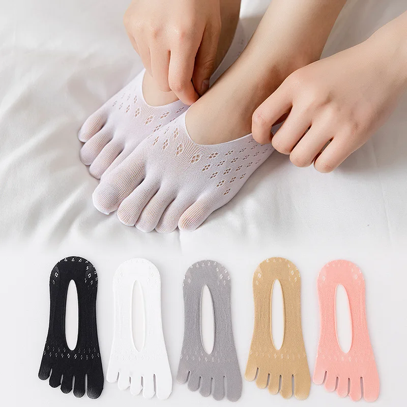 5 pairs Women Socks with Fingers Breathable Summer Ultra-thin Transparent Sock Invisible Elastic Boat Socks Comfortable Boat Sox