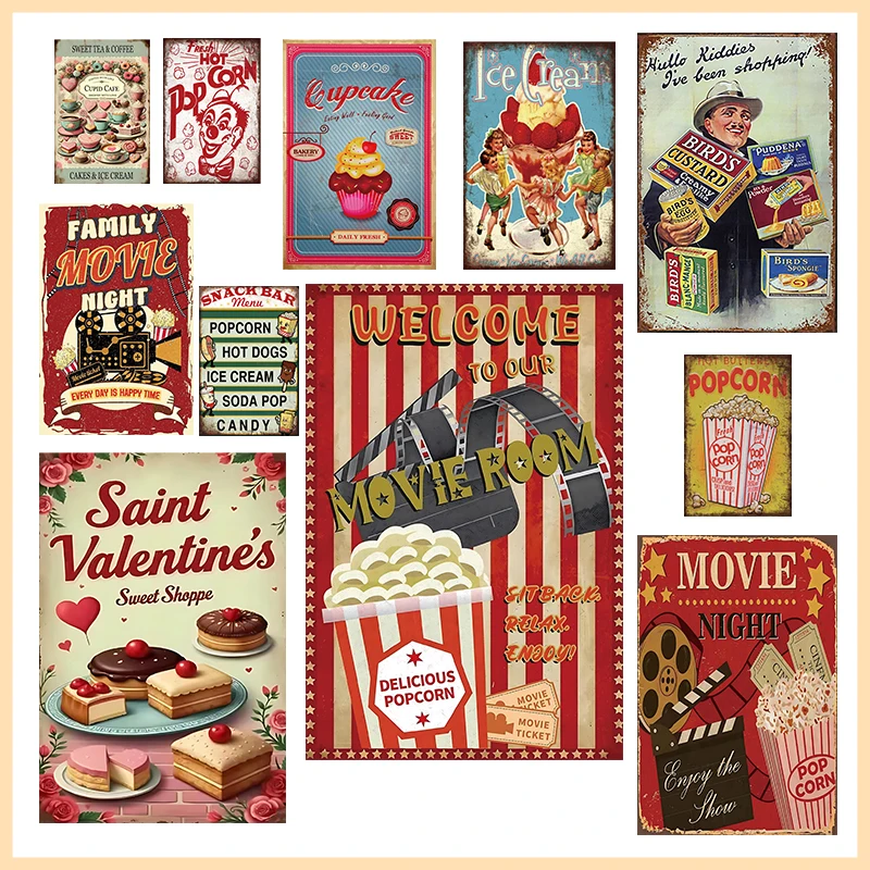 Retro Sandwich Metal Tin Sign, Food Vintage Metal Signs Wall Decor Restaurants Fast Food Coffee Bar Metal Plaque Wall Decoration