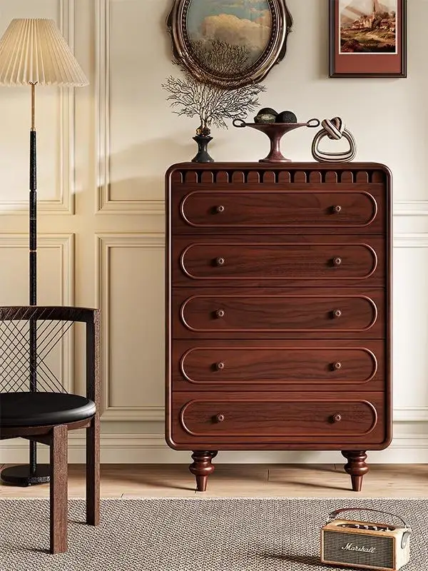 

French all solid wood living room sofa TV cabinet medium antique retro solid wood storage cabinet