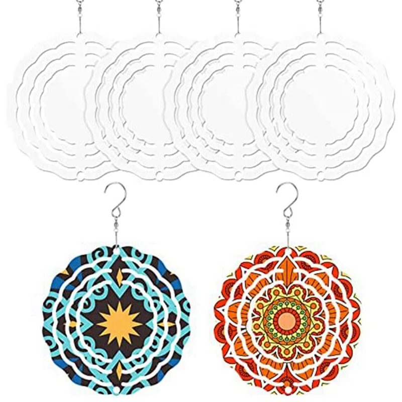 Luckshopping 60Pcs 3 Inch Sublimation Wind Spinner Blanks 3D Wind Spinners Hanging Wind Spinners For Indoor Outdoor Garden Decor