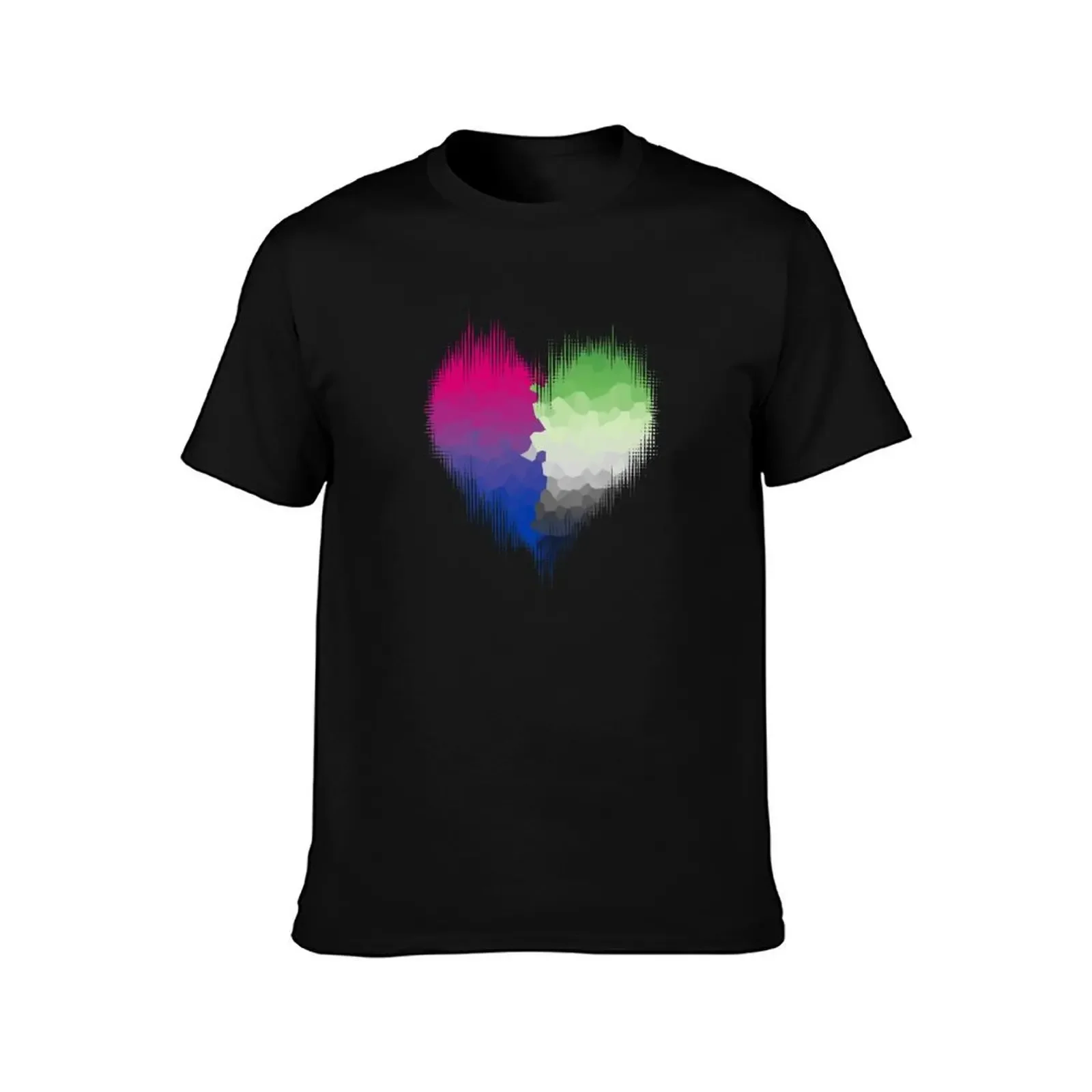 Aromantic Bisexual Glitch Heart T-Shirt baggy shirts Funny t-shirts customizeds mens designer clothes