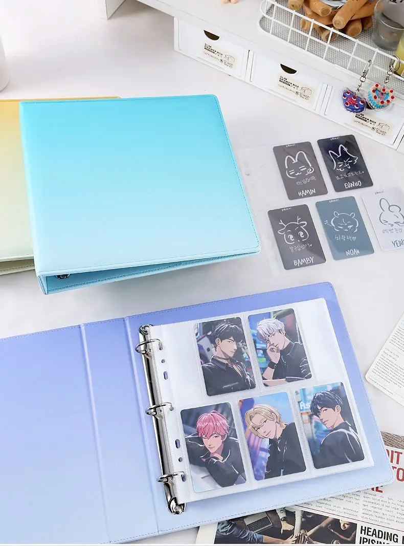 Gradient Color 5 Pocket 6 Slot Photo Card Album, Soft PU Leather Kpop Idol Photocard Holder, Collectible Card Book for Fans