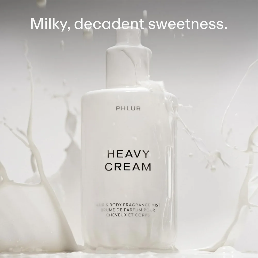 PHLUR Heavy Cream Body Mist, 8 Fl Oz – Perfume para el Cabello y el Cuerpo para Mujer | Spray Corporal Gourmand de Vainilla con Malvavisco, Crema de Coco y Fragancia Cítrica