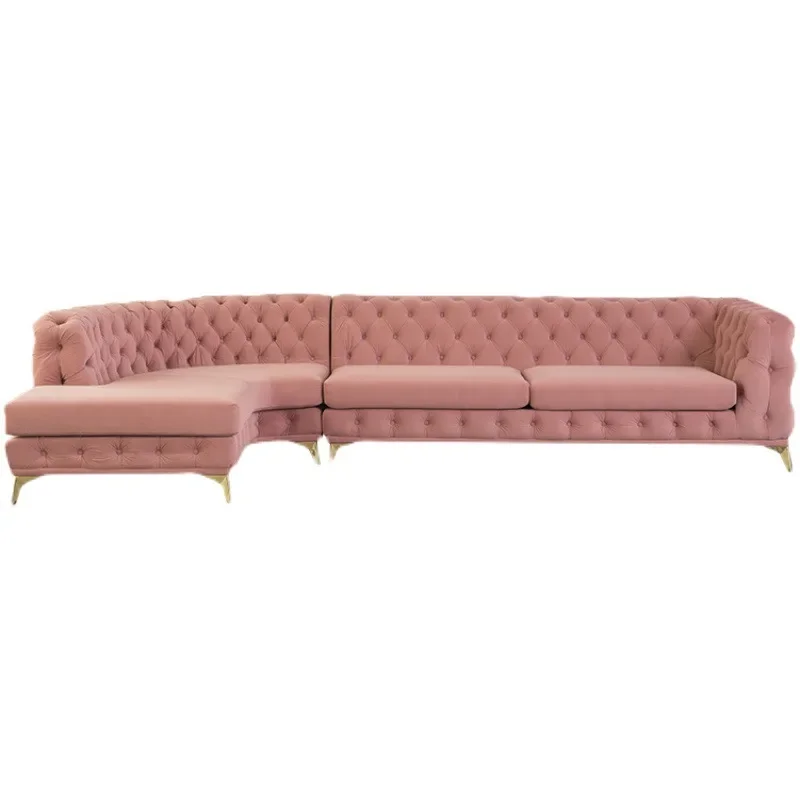 

American light luxury concubine corner fabric sofa villa living room sofa combination simple Italian curved buckle sofa