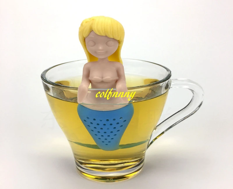 

10pcs Free shipping Mermaid style Tea Strainer Teapot Silicone Tea Infuser Filter Drinkware tool