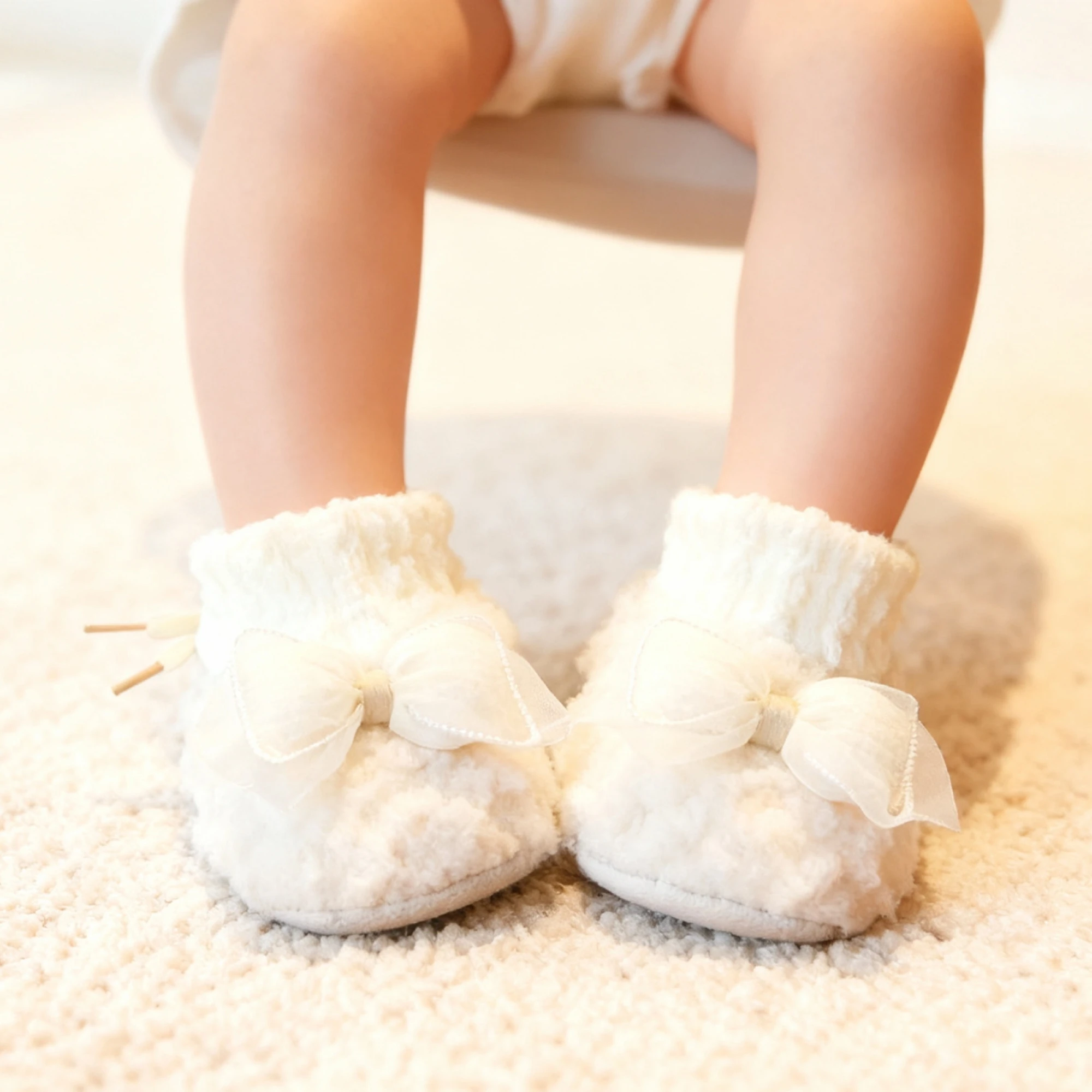 

Adorable Baby Boy Fleece Booties with Cozy Lining and Non-Slip Soles for Toddler First Steps - Cute Slip-On Shoes