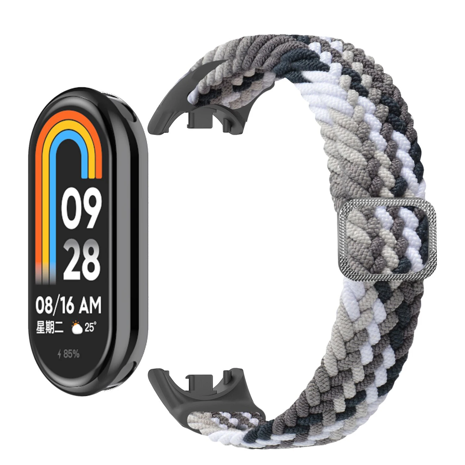 Pulseira trançada para xiaomi mi band 8 9 elástico náilon solo loop pulseiras ajustáveis substituição correa pulseira para miband 8 nfc