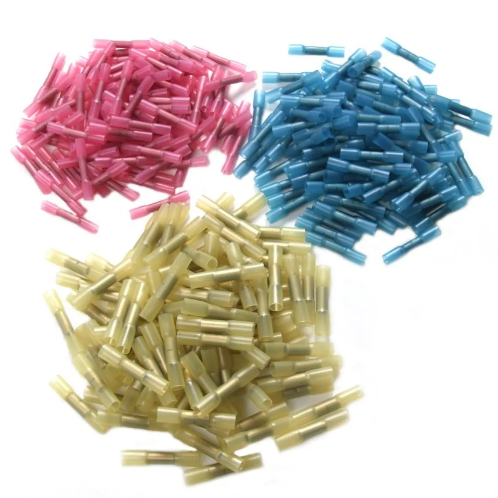 20PCS New AWG 26-10 Heat Shrink Butt Wire Connectors 0.3-6.0mm2 Insulated Heat Shrink Connectors Waterproof Universal Terminals