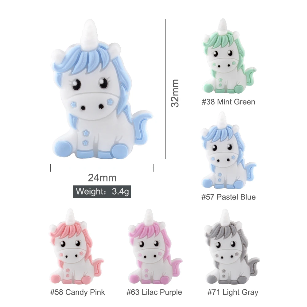 5PCS Silicone Beads Unicorn Bear Focal Beads Cartoon Animal Loose Beads For Jewelry Making DIY Beaded Pen Keychain Accessories