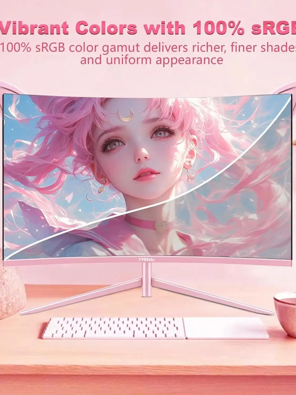 Display Screen 27 Zoll Pink Curved Gaming Monitor 2K QHD 2560x1440 165Hz CSOT VA Panel Computer Bildschirm Desktop Display Unterstützung AMD FreeSync HDR R1800 Matte HDMI DP PC Gamer Monitore FY27QHP