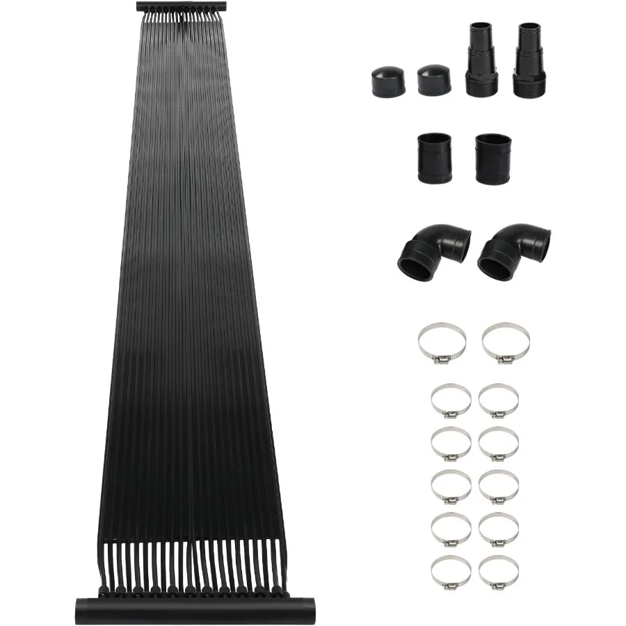 

Панель солнечного обогревателя для бассейна VINGLI 2 фута x 20 футов для надземных и подземных бассейнов, устойчивая к атмосферным воздействиям грелка для бассейна, черные обогреватели для плавания