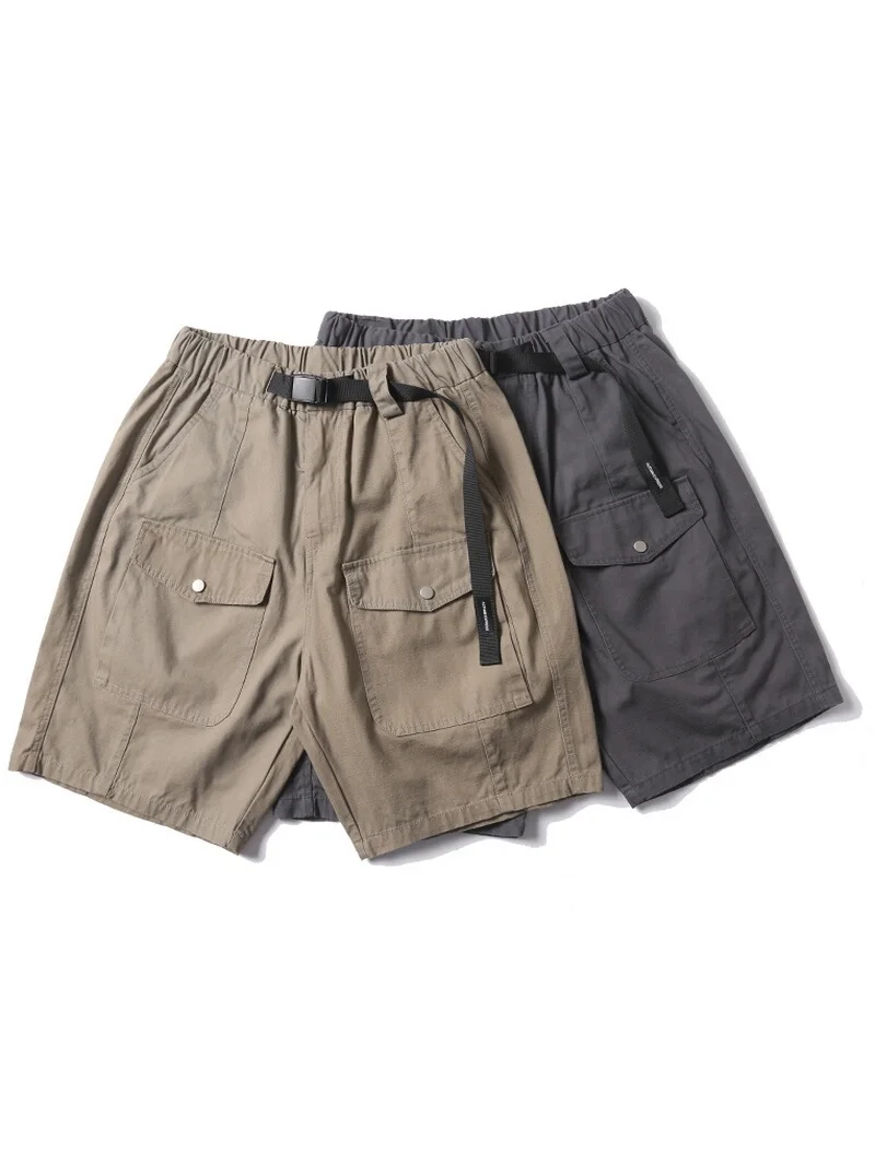 

Trendy American Retro Pure Cotton Breathable Casual Five-Quarter Loose Straight Men's Shorts Fashionable Workwear Summer Shorts