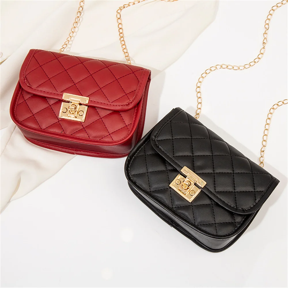 New Fashion Female Shoulder Bag Rhombus Embroidered Solid Color Chain Women\'s Shoulder Crossbody Casual Trendy Phone Bag