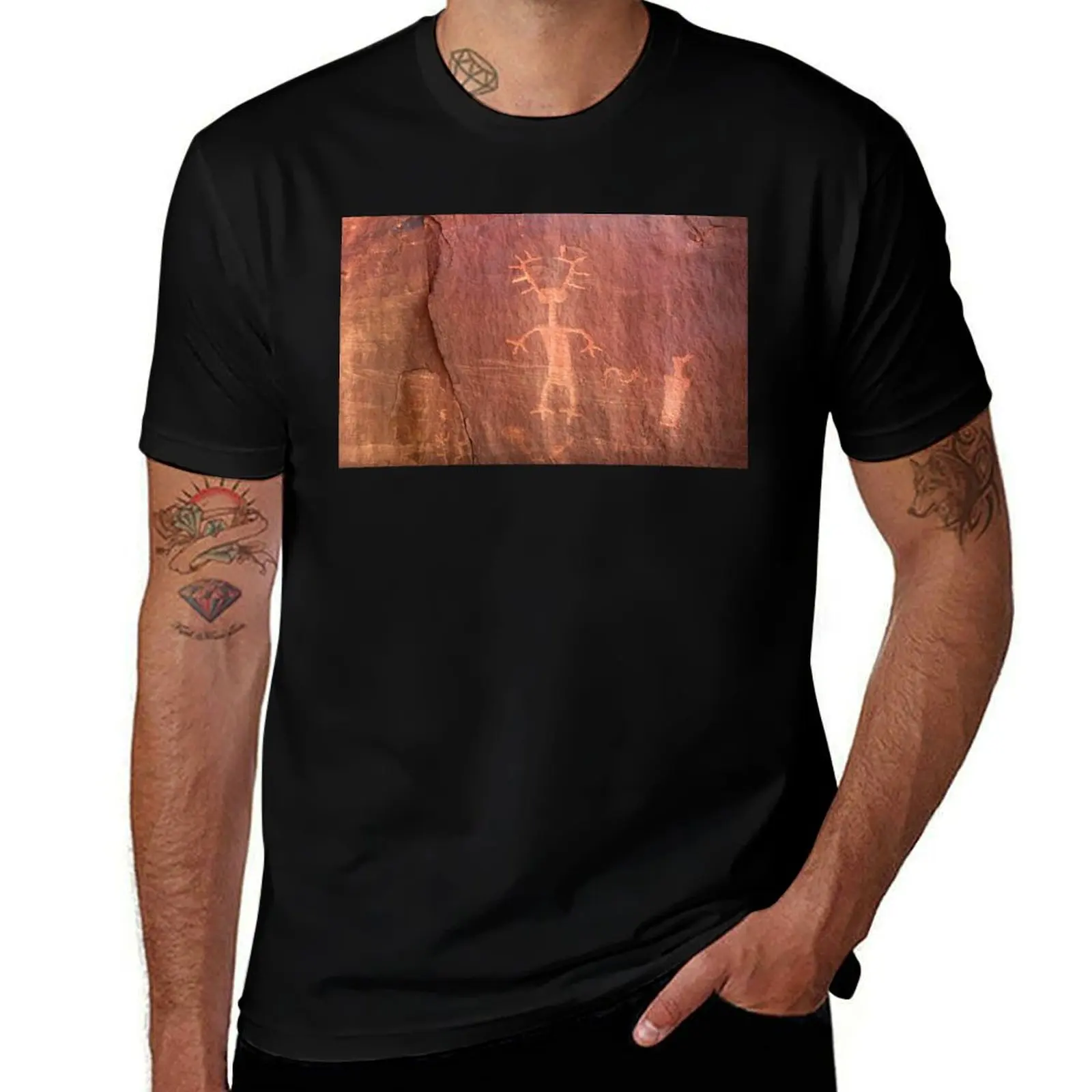 Wendigo Petroglyph In Nine Mile Canyon T-Shirt cotton t shirts high quality T-Shirt