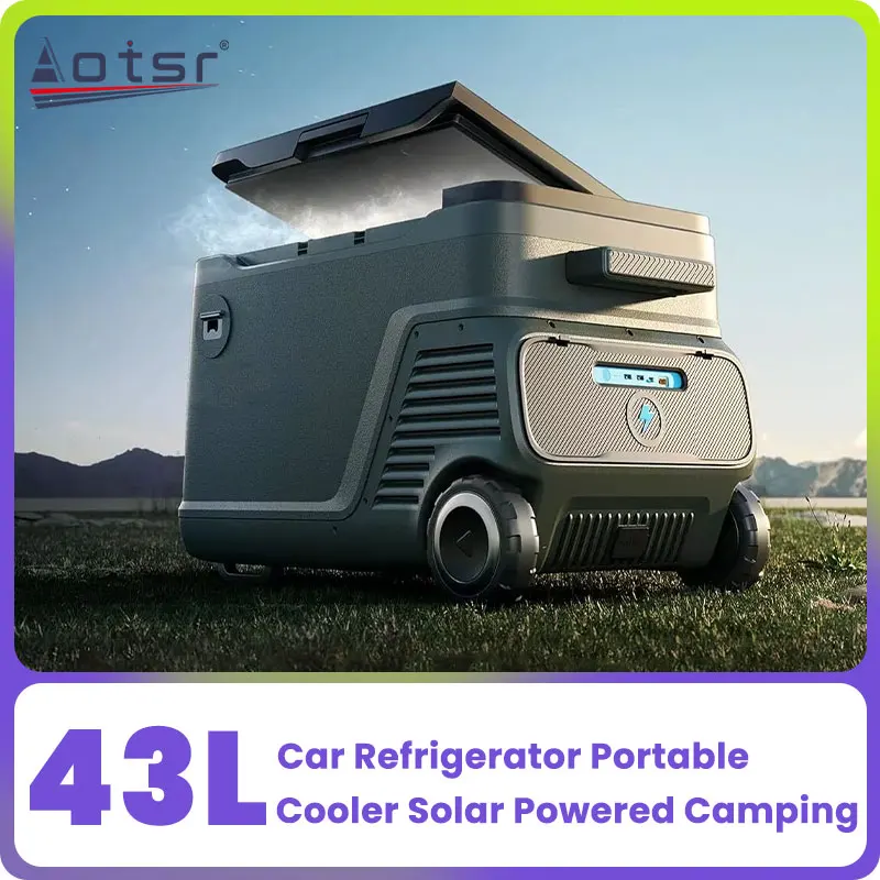 

2024 New 43L Car Refrigerator Portable Cooler Solar Powered Camping Travel Universal for Car Pickup