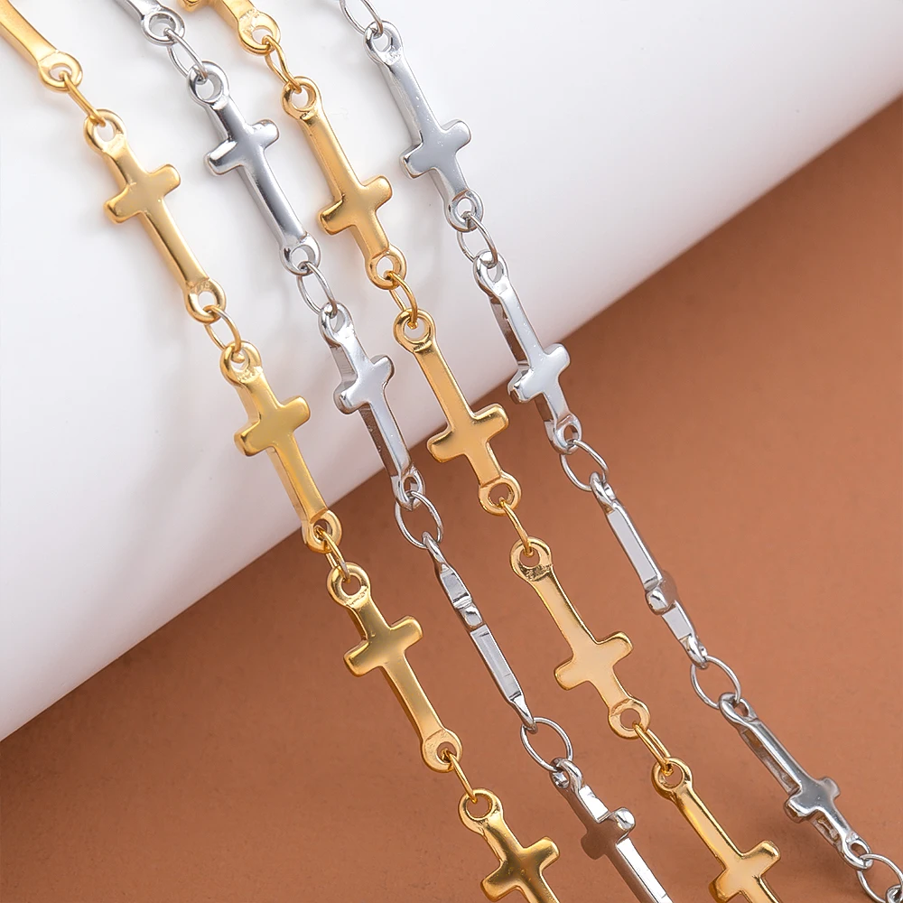 

1Meter/lot Stainless Steel Crucifixion Chain No Fade Links Cable for DIY Jewelry Making Gold Color Necklace Bracelet Components